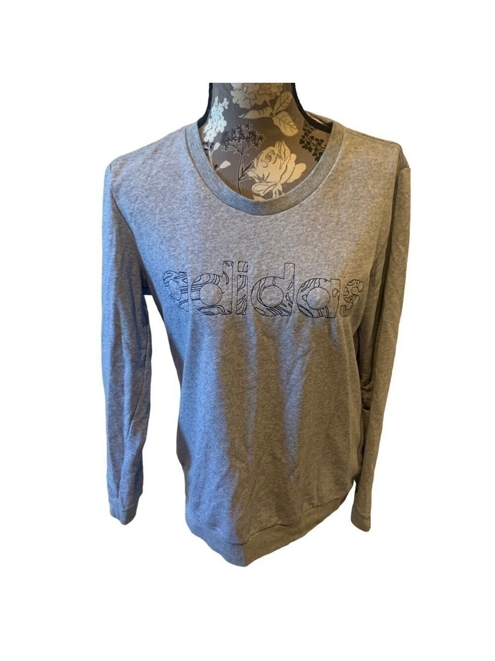ADIDAS Gray Long Sleeve Logo T-shirt size medium